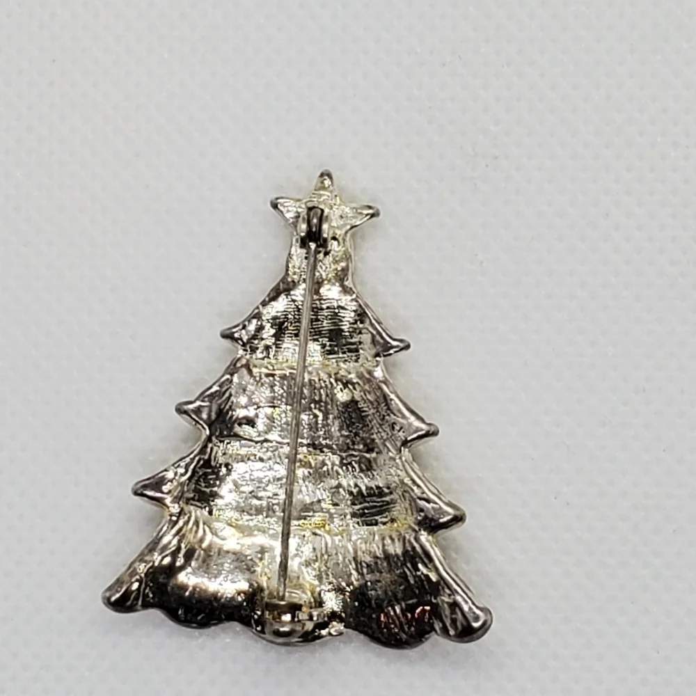 White and Gold Color CHRISTMAS TREE PIN BROOCH